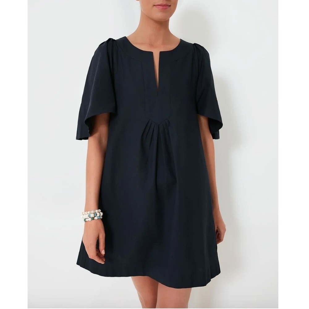 POMANDER PLACE x TUCKERNUCK Deep Navy Finley Flutter Sleeve Dress